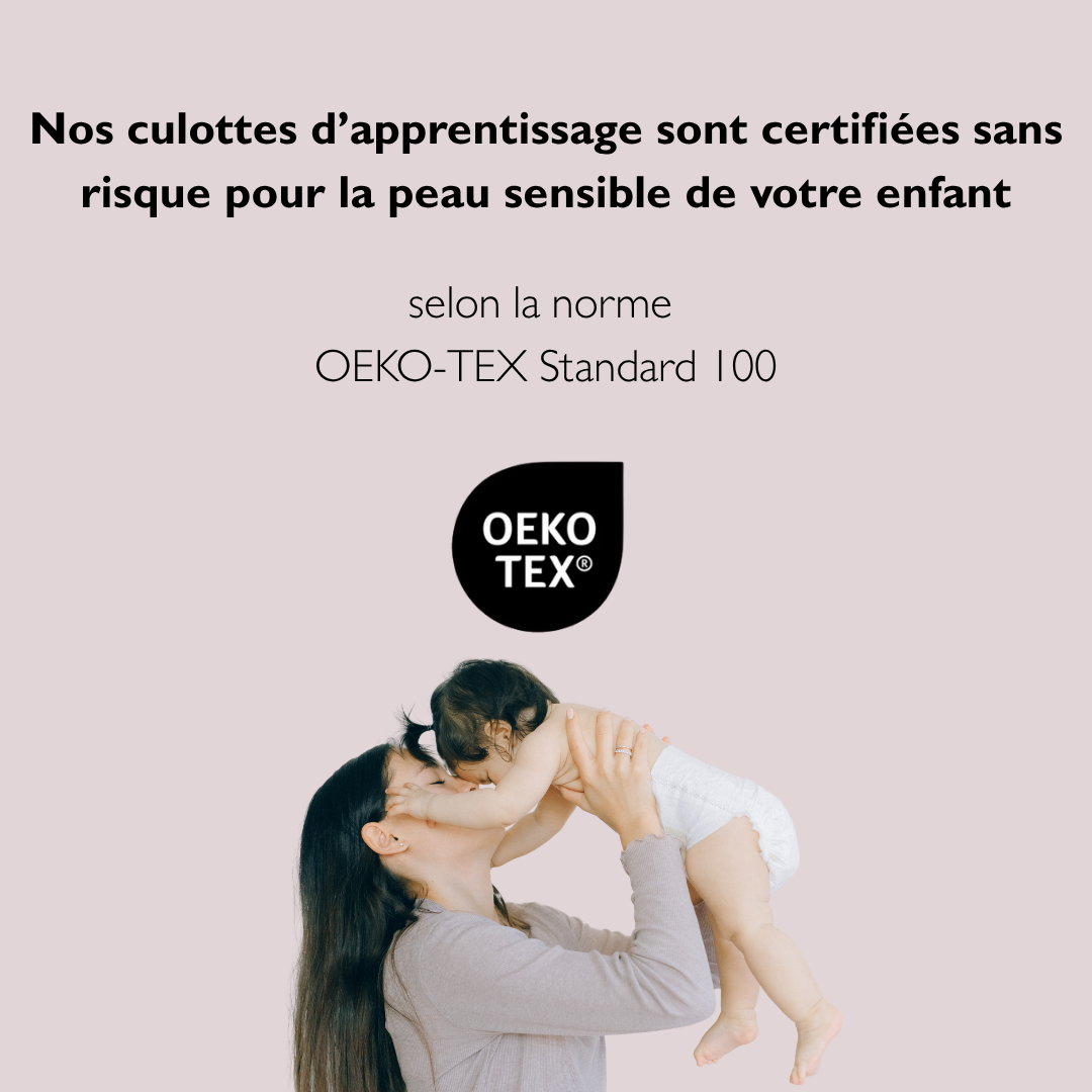 Enfin une culotte Oeko-Tex® conçue pour aider votre enfant à devenir propre le jour et la nuit 🍭