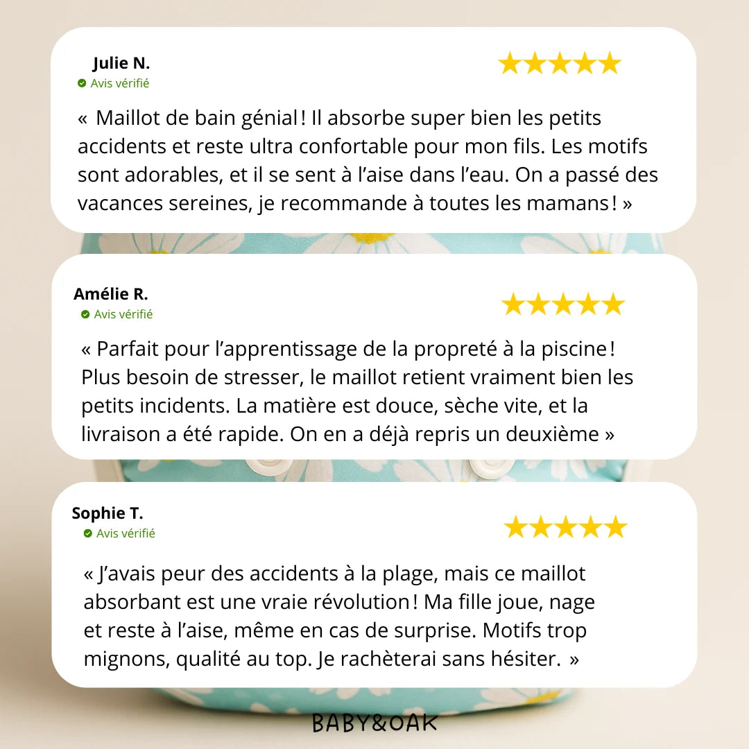 Enfin un maillot de bain absorbant pensé pour aider votre enfant à profiter de l’eau… même en cas de petit accident ! 🌞