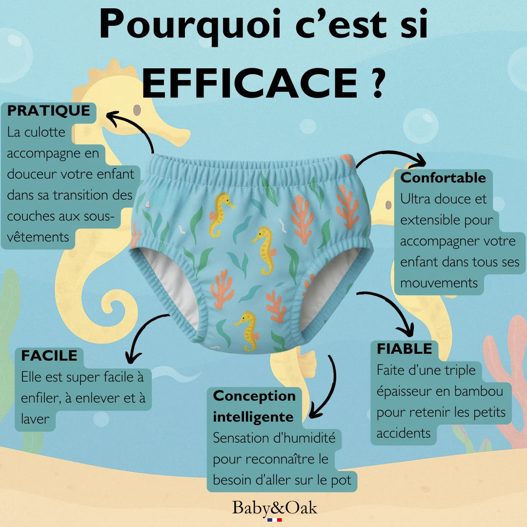 Lot de 3 culottes d'apprentissage Oeko-Tex® - Motifs Océan