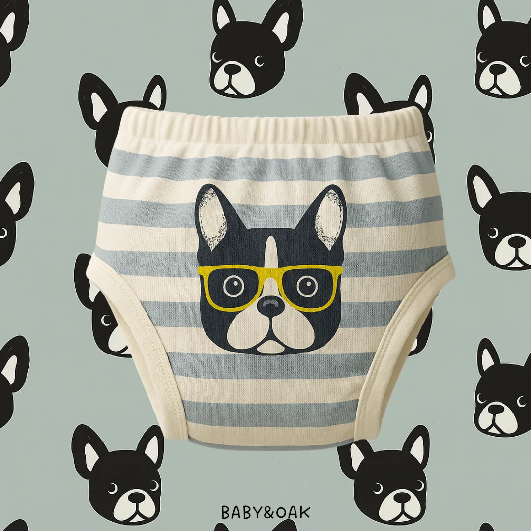 Les culottes d'apprentissage  – Motif Chien Bulldog à Lunettes 🐶