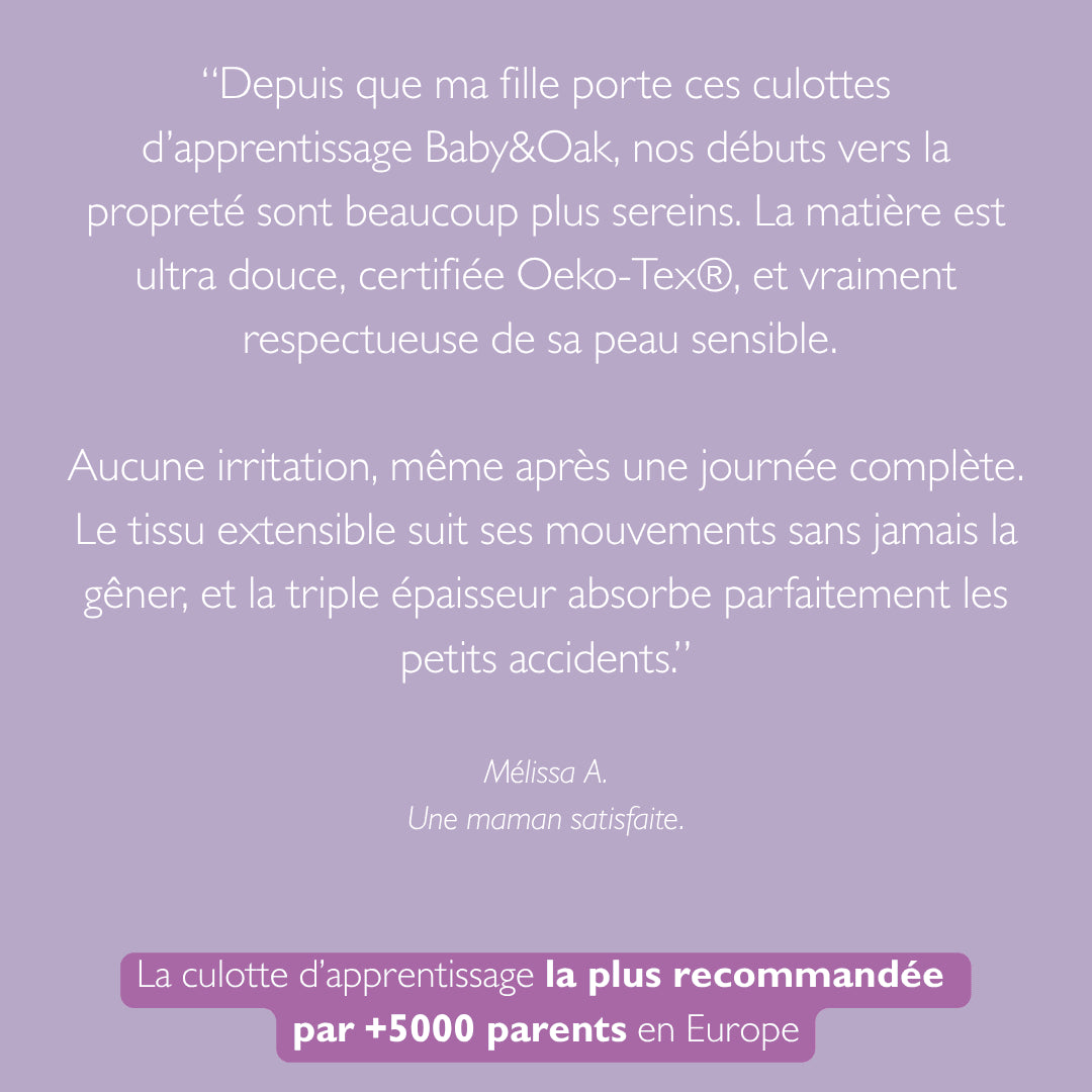 Enfin une culotte Oeko-Tex® conçue pour aider votre enfant à devenir propre le jour et la nuit 🍭