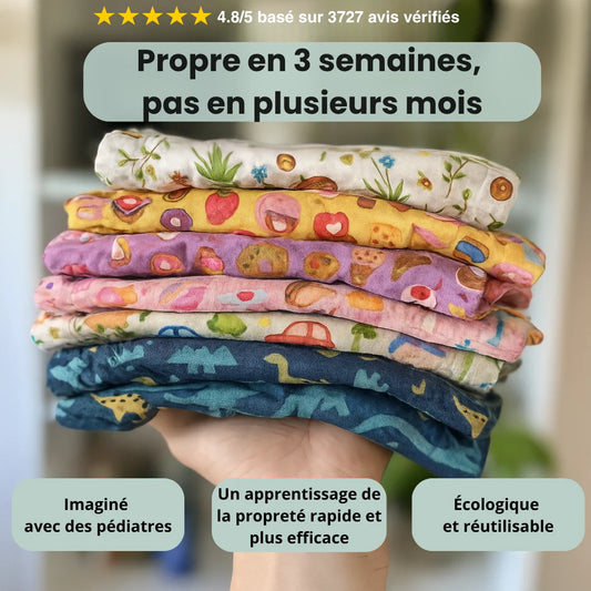 Enfin une culotte Oeko-Tex® conçue pour aider votre enfant à devenir propre le jour et la nuit 🍭
