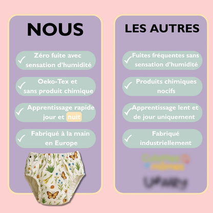 Enfin une culotte Oeko-Tex® conçue pour aider votre enfant à devenir propre le jour et la nuit 🍭