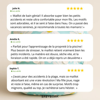 Enfin un maillot de bain absorbant pensé pour aider votre enfant à profiter de l’eau… même en cas de petit accident ! 🌞